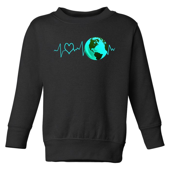 Earth Day Heartbeat Recycling Climate Change Activism Gift Toddler Sweatshirt