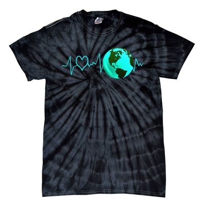 Earth Day Heartbeat Recycling Climate Change Activism Gift Tie-Dye T-Shirt