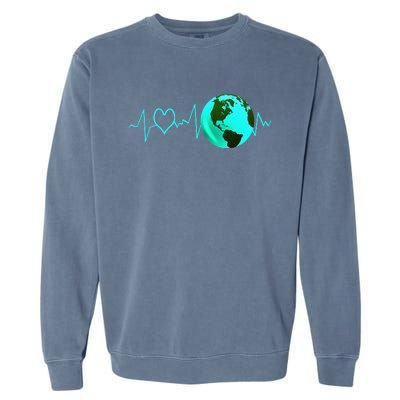 Earth Day Heartbeat Recycling Climate Change Activism Gift Garment-Dyed Sweatshirt