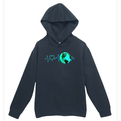 Earth Day Heartbeat Recycling Climate Change Activism Gift Urban Pullover Hoodie