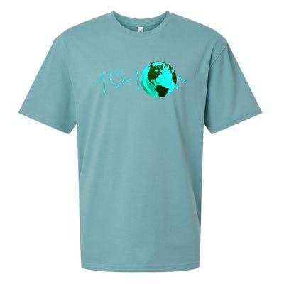 Earth Day Heartbeat Recycling Climate Change Activism Gift Sueded Cloud Jersey T-Shirt