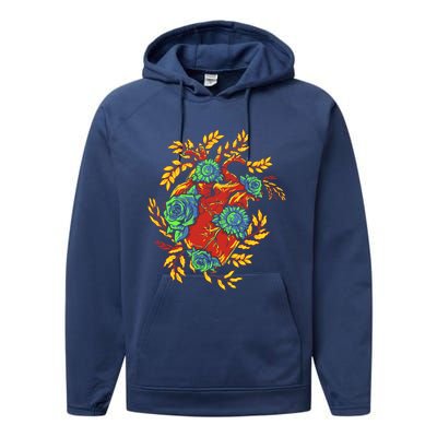 Earth Day Half Nature Half Heart Gift Performance Fleece Hoodie