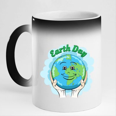 Earth Day Happy Globe 11oz Black Color Changing Mug