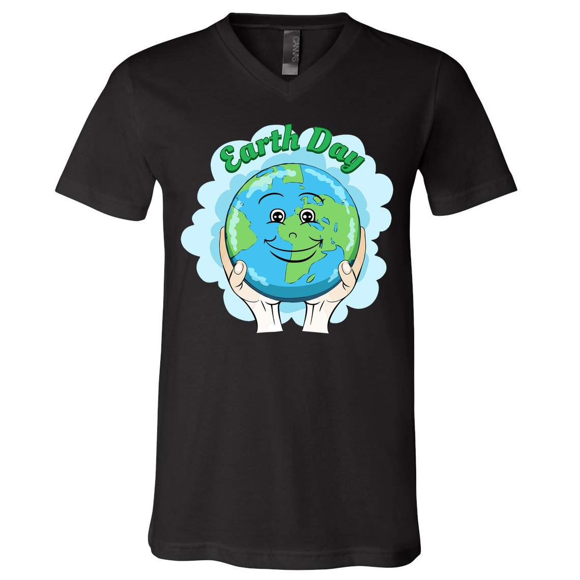 Earth Day Happy Globe V-Neck T-Shirt