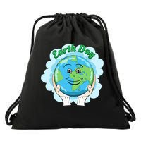 Earth Day Happy Globe Drawstring Bag