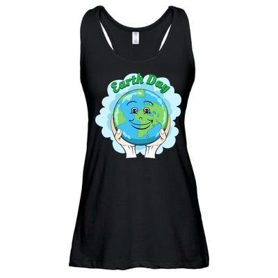 Earth Day Happy Globe Ladies Essential Flowy Tank