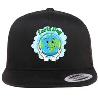 Earth Day Happy Globe Flat Bill Trucker Hat