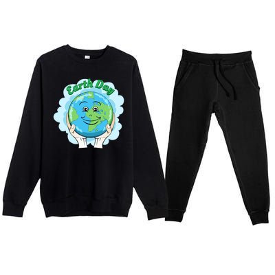 Earth Day Happy Globe Premium Crewneck Sweatsuit Set