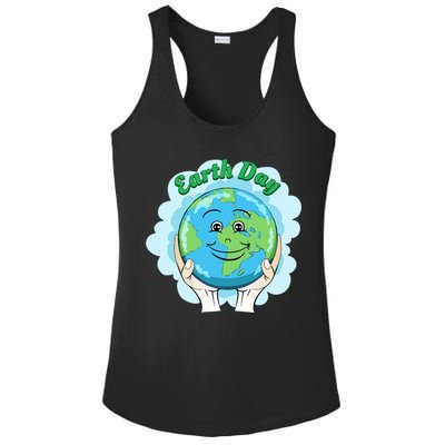 Earth Day Happy Globe Ladies PosiCharge Competitor Racerback Tank