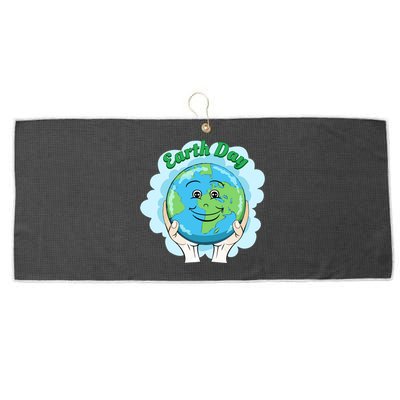 Earth Day Happy Globe Large Microfiber Waffle Golf Towel