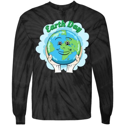 Earth Day Happy Globe Tie-Dye Long Sleeve Shirt
