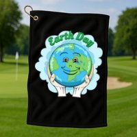 Earth Day Happy Globe Golf Towel