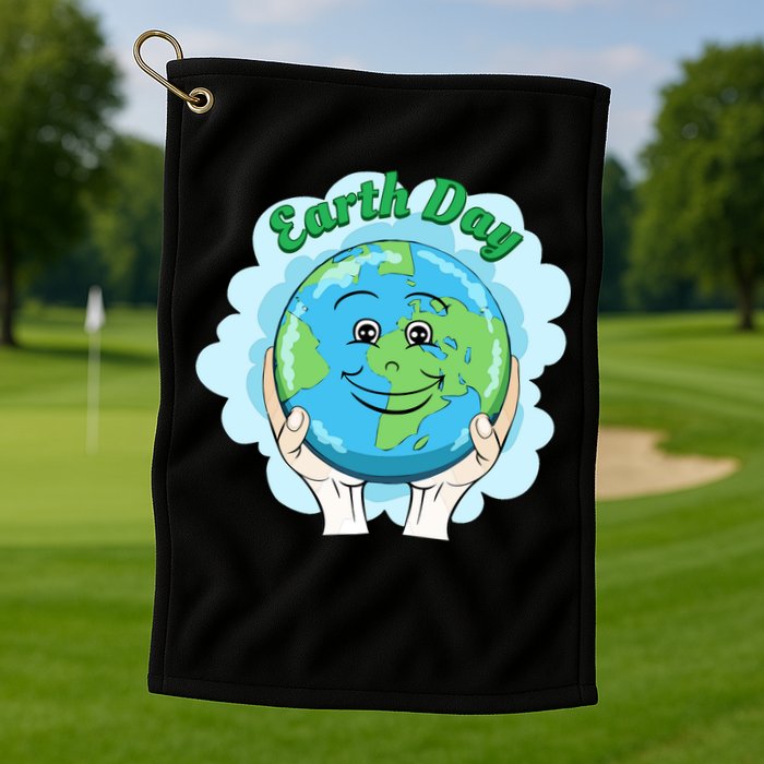 Earth Day Happy Globe Golf Towel