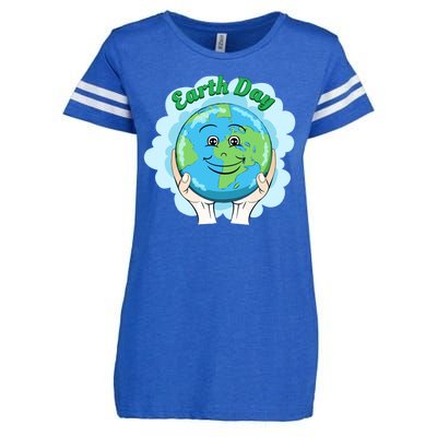 Earth Day Happy Globe Enza Ladies Jersey Football T-Shirt