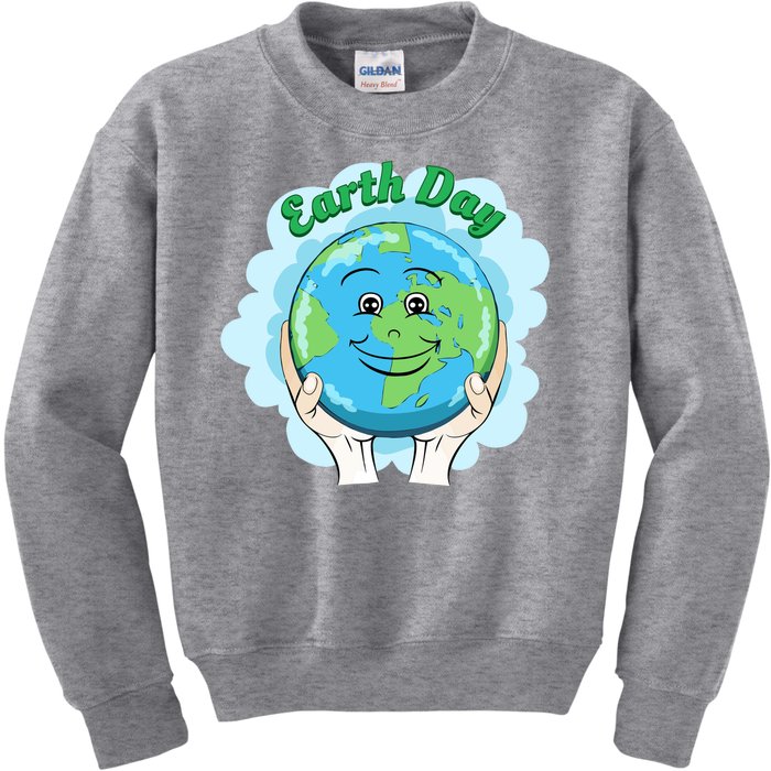 Earth Day Happy Globe Kids Sweatshirt