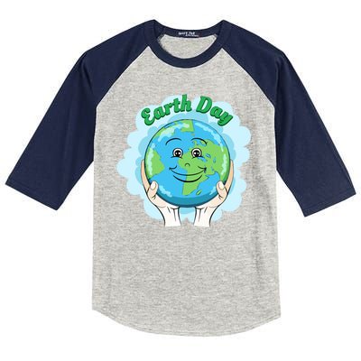 Earth Day Happy Globe Kids Colorblock Raglan Jersey