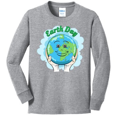 Earth Day Happy Globe Kids Long Sleeve Shirt