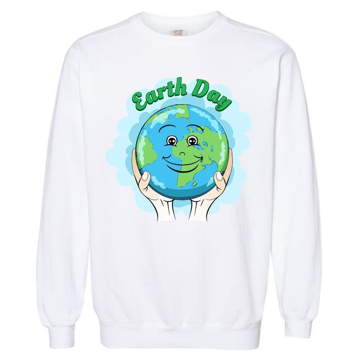 Earth Day Happy Globe Garment-Dyed Sweatshirt