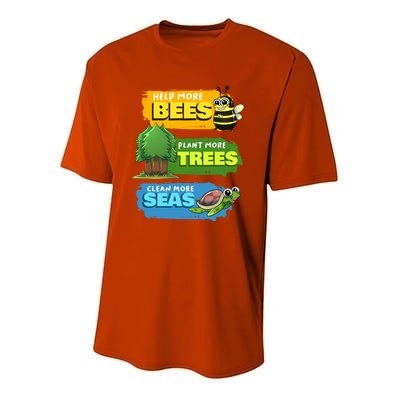 Earth Day Help More Bees Plant Trees Clean Seas Save Nature Funny Gift Youth Performance Sprint T-Shirt