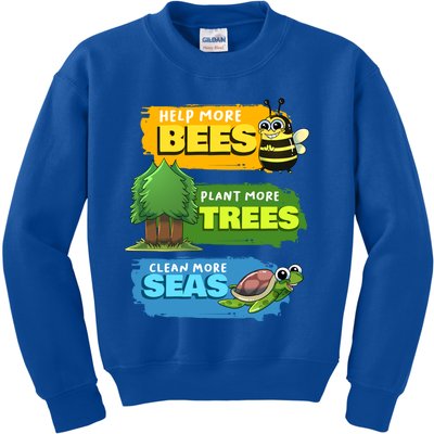 Earth Day Help More Bees Plant Trees Clean Seas Save Nature Funny Gift Kids Sweatshirt