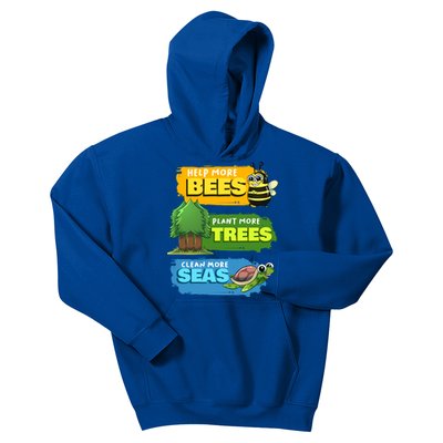 Earth Day Help More Bees Plant Trees Clean Seas Save Nature Funny Gift Kids Hoodie