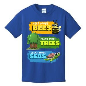 Earth Day Help More Bees Plant Trees Clean Seas Save Nature Funny Gift Kids T-Shirt