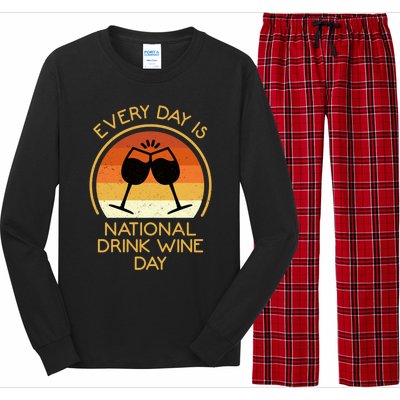 Every Day Is National Wine Day Gift Wine Tasting Cool Gift Long Sleeve Pajama Set