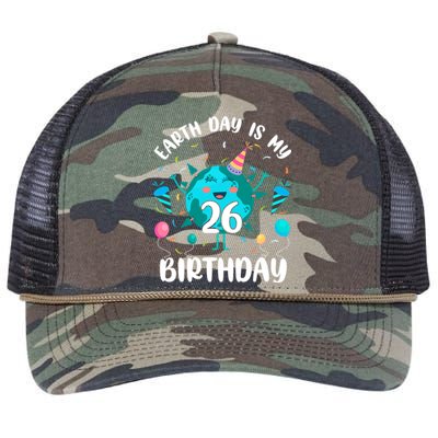 Earth Day Is My 26th Birthday Tee Born In April Birthday Gift Retro Rope Trucker Hat Cap