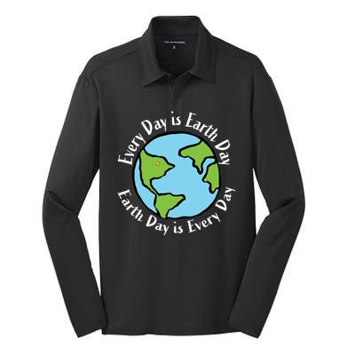 Every Day Is Earth Day World Silk Touch Performance Long Sleeve Polo