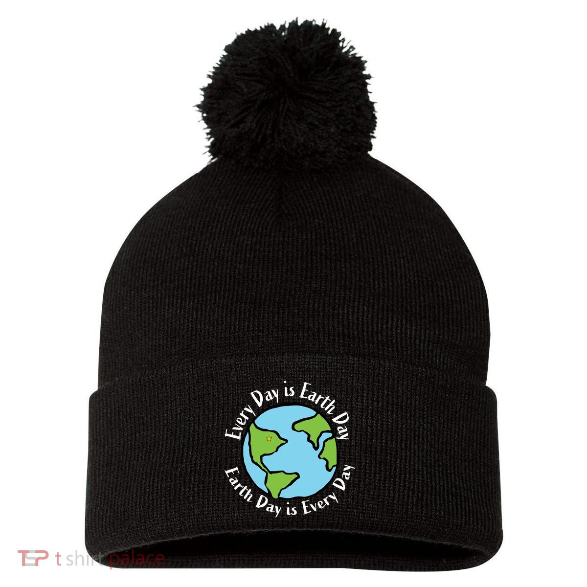 Every Day Is Earth Day World Pom Pom 12in Knit Beanie