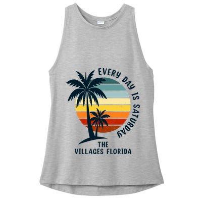 Every Day Is Saturday The Villages Florida Retro Vintage Ladies PosiCharge Tri-Blend Wicking Tank