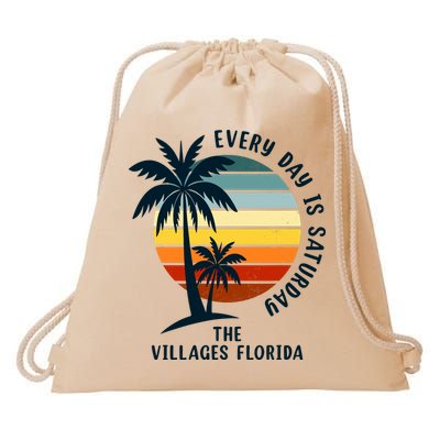 Every Day Is Saturday The Villages Florida Retro Vintage Drawstring Bag