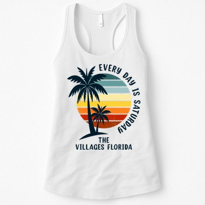Every Day Is Saturday The Villages Florida Retro Vintage Womens Tank Top