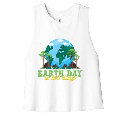 Earth Day Is 365 Days Cool Gift Women's Racerback Cropped Tank