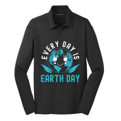 Every Day Is Earth Day Mother Earth Pro Environt Gift Silk Touch Performance Long Sleeve Polo