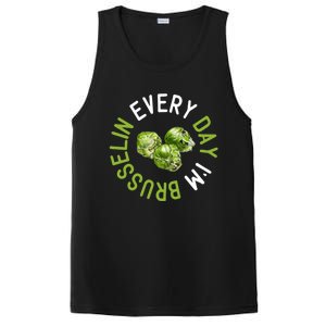 Every Day I'm Brusselin Gift Brussels Sprouts Vegan Pun Meme Gift PosiCharge Competitor Tank