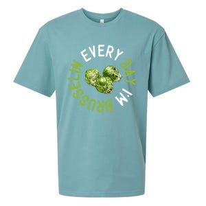 Every Day I'm Brusselin Gift Brussels Sprouts Vegan Pun Meme Gift Sueded Cloud Jersey T-Shirt