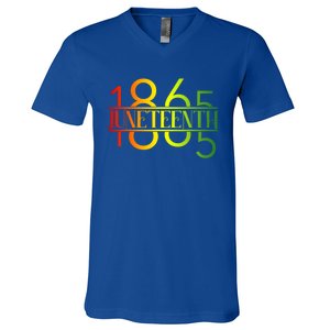 Emancipation Day Is Great With 1865 Juneteenth Flag Apparel Gift V-Neck T-Shirt