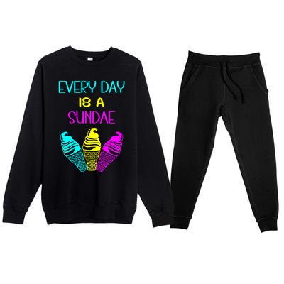 Every Day Is A Sundae Colorful Ice Cream Delight Gift Premium Crewneck Sweatsuit Set