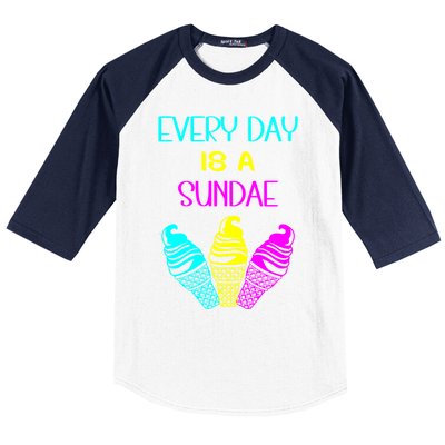 Every Day Is A Sundae Colorful Ice Cream Delight Gift Baseball Sleeve Shirt