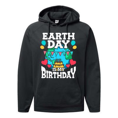 Earth Day Is My Birthday Party Holiday Celebrant Cake Performance Fleece Hoodie