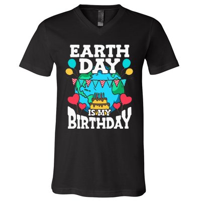 Earth Day Is My Birthday Party Holiday Celebrant Cake V-Neck T-Shirt