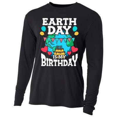 Earth Day Is My Birthday Party Holiday Celebrant Cake Cooling Performance Long Sleeve Crew