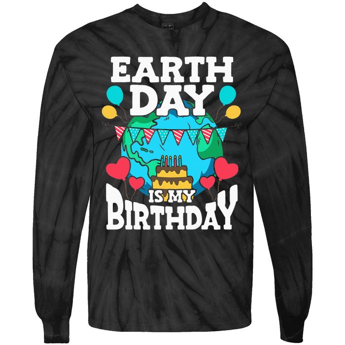 Earth Day Is My Birthday Party Holiday Celebrant Cake Tie-Dye Long Sleeve Shirt