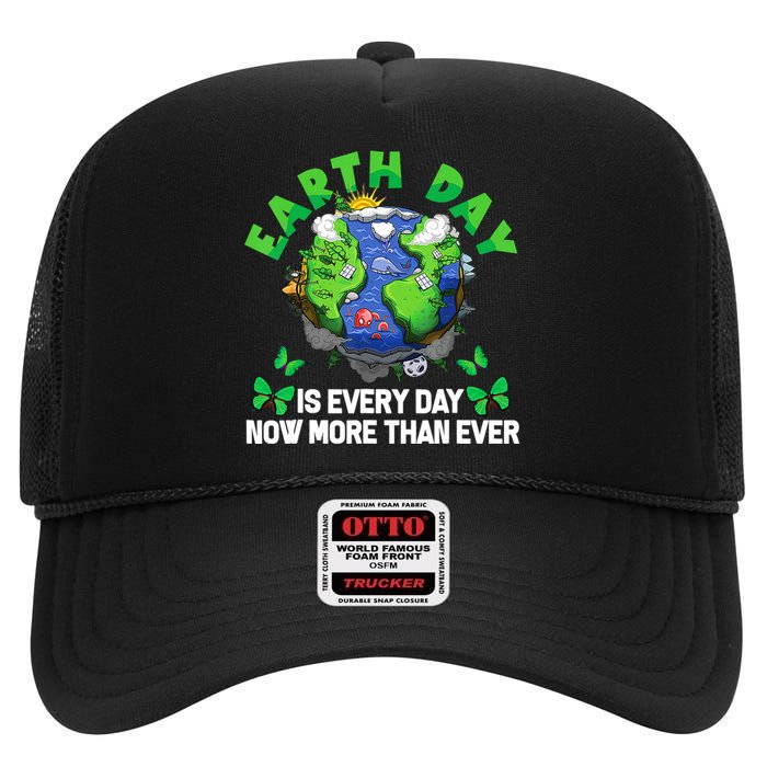 Earth Day Is Every Day Planet Butterfly Environment High Crown Mesh Back Trucker Hat