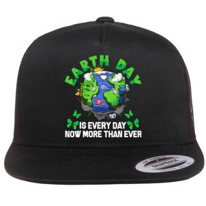 Earth Day Is Every Day Planet Butterfly Environment Flat Bill Trucker Hat