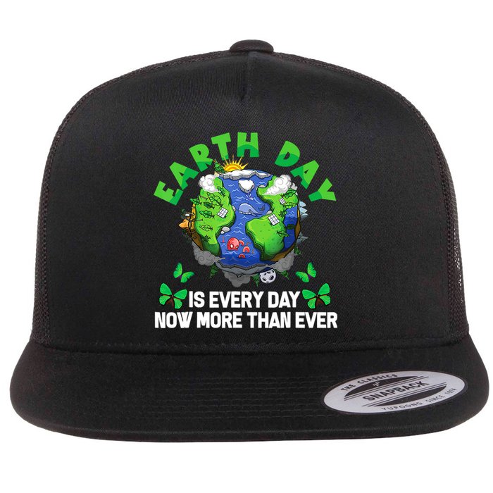 Earth Day Is Every Day Planet Butterfly Environment Flat Bill Trucker Hat