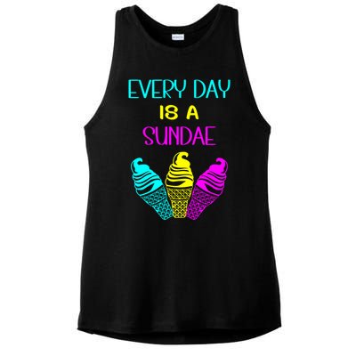 Every Day Is A Sundae Colorful Ice Cream Delight Cute Gift Ladies PosiCharge Tri-Blend Wicking Tank