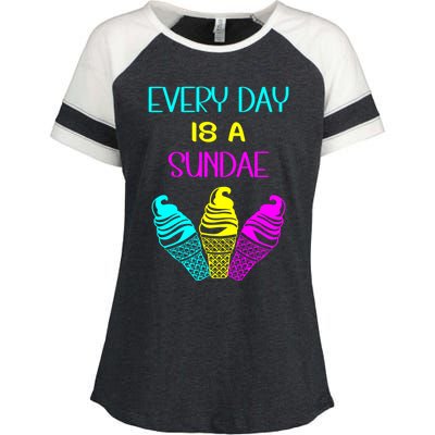 Every Day Is A Sundae Colorful Ice Cream Delight Cute Gift Enza Ladies Jersey Colorblock Tee