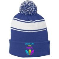 Every Day Is A Sundae Colorful Ice Cream Delight Cute Gift Stripe Pom Pom Beanie